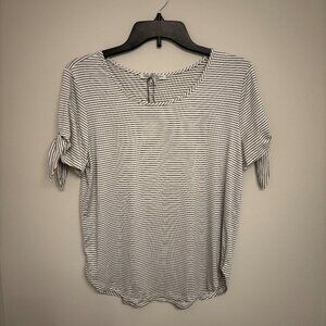 Green Envelope Top White with Double Black Stripe Tied Sleeve Small